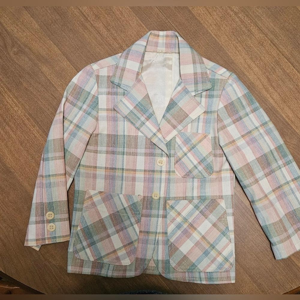 Billy the Kid Vintage Kids Plaid Sports‎ Coat Blazer Pastel 70s Style Size 4